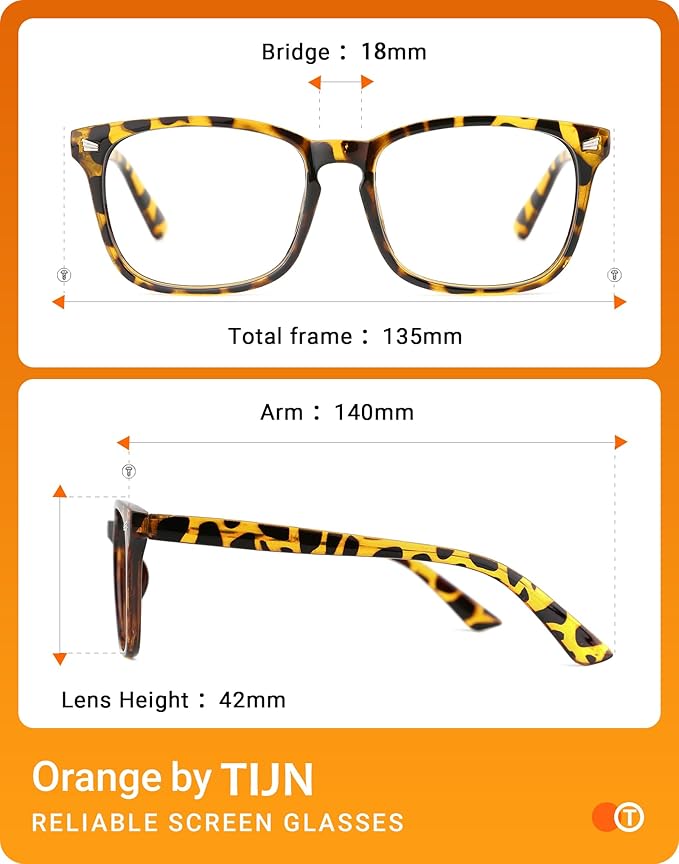 TIJN Blue Light Blocking Glasses for Women Men Clear Frame Square Nerd Eyeglasses Anti Blue Ray Computer Screen Glasses