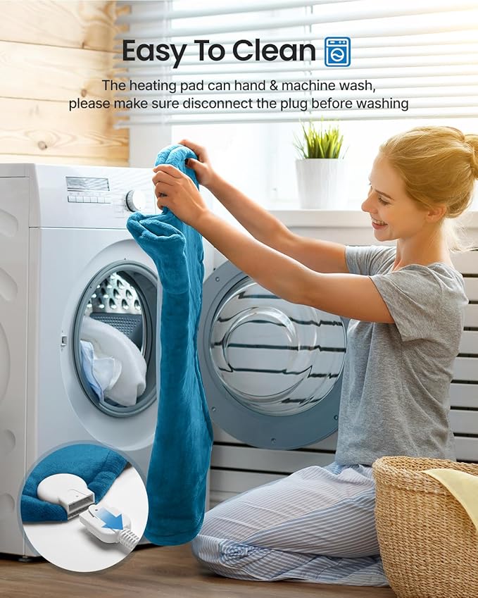 RENPHO Heating Pad for Neck and Shoulders and Back Pain Relief, Christmas Gifts for Women Men Mom, FSA Eligible HSA Store, 24"x33" Weighted Electric Large Heat Pad, Auto Shut Off, ETL Certified, Blue