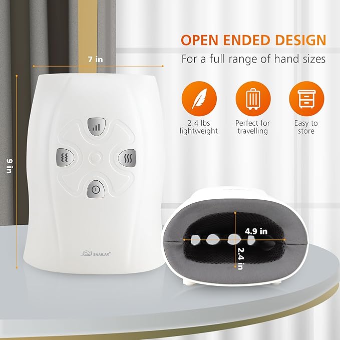 Snailax Hand Massager with Heat and Compression, Vibration, Cordless Hand Massager, 3 Compression Intensities, Rechargeable, Gifts for Women, Men, Mom