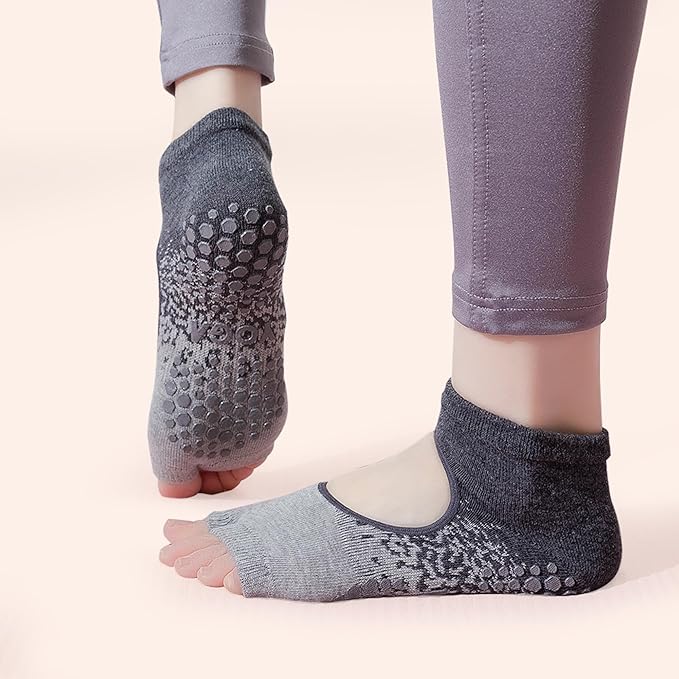 Non-Slip Pilates Yoga Socks with Grips for Women - Stylish Crew Socks for Barre, Ballet, and Workout (Size 5-9)