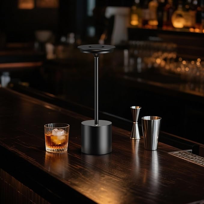 Cordless Rechargeable LED Table Lamp 6000mAh Battery Powered Waterproof Desk Lamp,Portable Touch Tabletop 3 Color Stepless Dimming Light For Indoor/Outdoor/Dinning/Patio/Restaurant(Black 2 Pack)