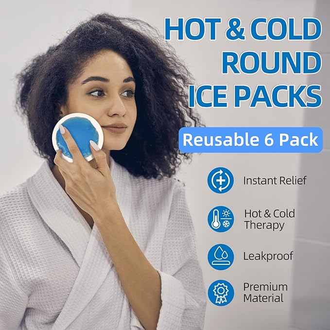 Tutmyrea Reusable Cold Compress - 6 Soft Ice Packs for Injuries, Kids & Wounds; Gel Packs for Eyes, Face, Allergies & Teeth