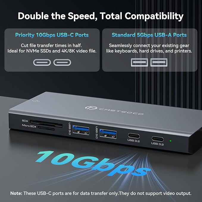 USB C Laptop Docking Station 3 Monitors Support Triple 4K@60Hz or Dual 4K@120Hz Extended Display Multi Monitor Dock with 8K Displayport and 4K HDMI, 10Gbps USB-C 3.2, 100W PD, SD/TF, LAN