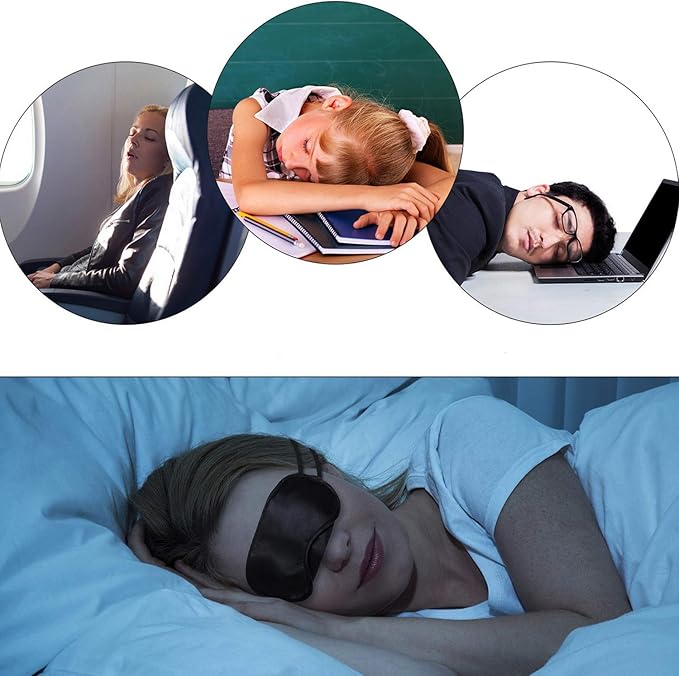 12 Pcs Eye Mask Sleep Blindfold with Nose Pad and Elastic Strap for Travel Sleep, Game Sleeping, Black