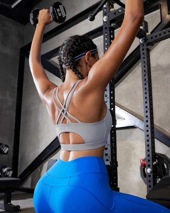 RUNNING GIRL Sports Bras for Women,Padded Sports Bra Tank Top Sexy Crisscross Back High Impact Longline Workout Yoga Bra