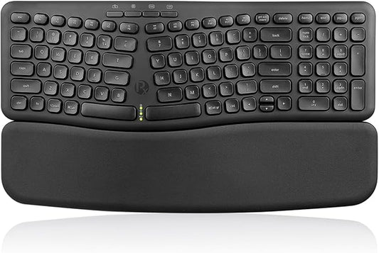 Perixx PERIBOARD-636B US, Wireless Ergonomic Compact USB Keyboard - Wireless 2.4G Technology - Build-in Number Pad - Detachable Wrist Rest - - Silent Typing - Black