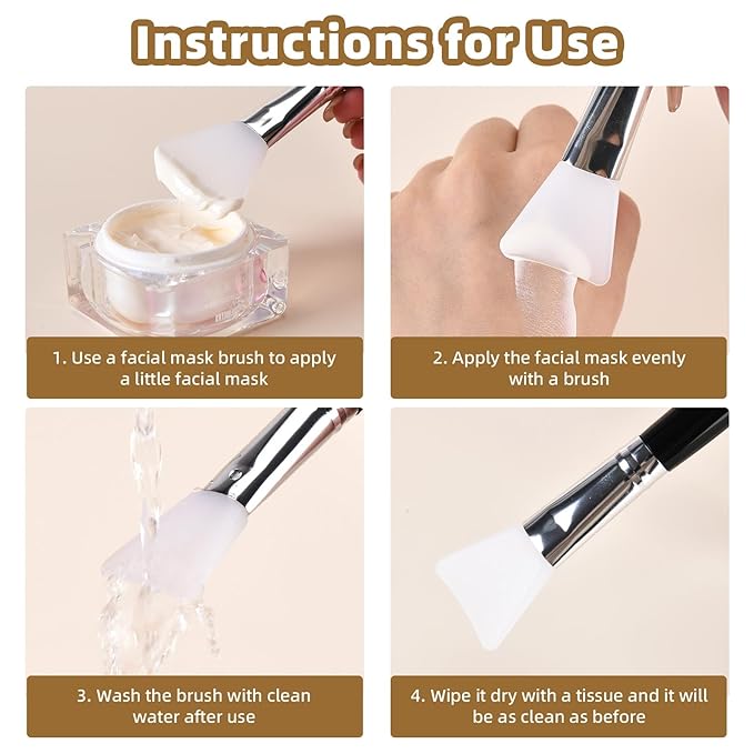 LORMAY 2 Pcs Silicone Face Mask Brush Applicator for Facial Mud, Clay Mask, DIY, Modeling Mask, Body Lotion, and BB CC Cream