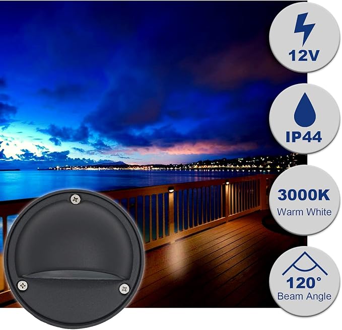 2W LED Deck Lights Landscape Lighting Landscape Lights Low Voltage Outdoor Deck Lighting Replaceable G4 LED Bulb 3000K Aluminum housing for Step, Pathway,Walkway,Deck,Yard Black, Pack of 10
