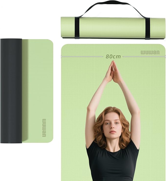 Yoga Mat Non-Slip Extra Thick 72"x32/24" Extra Wide Fitness Exercise Mat TPE Material High Elastic Hot Yoga Mat for Women Yoga Pilates Home Floor Workout (Cow Coffee)