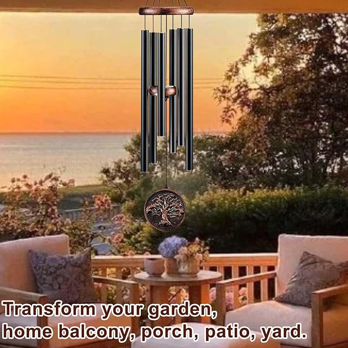 Memorial Wind Chimes for Outside, Sympathy Gifts for Loss of Loved One, Memorial Gift for Loss of Mom Dad Grandparent, Vintage Tree of Life Deep Tone Windchimes Outdoor (34" Tree of Life)