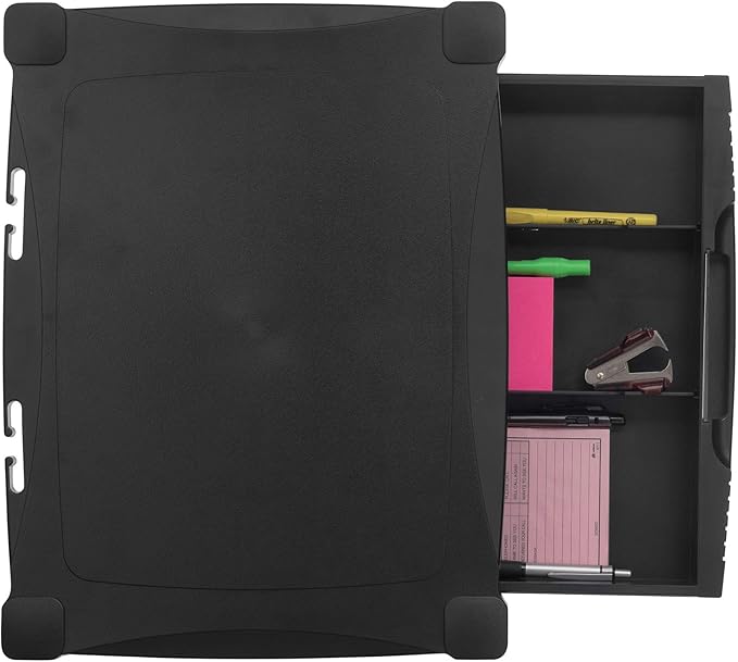 Kantek Monitor Stand With Drawer, 17" X 13.25" X 3" To 6.5", Black, Supports 50 Lbs