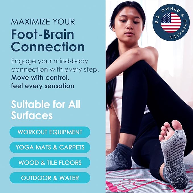 Tucketts Anklet Toeless Pilates Socks with Grips for Women, Non-Slip Ankle Toeless Yoga Socks with Grips for Barre, Size 5-13