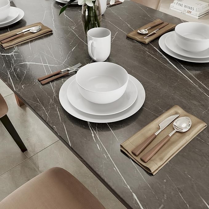 Yoshy 16-Piece White Bone China Dinnerware with Lightweight Durable Chip Resistant Design Service for 4