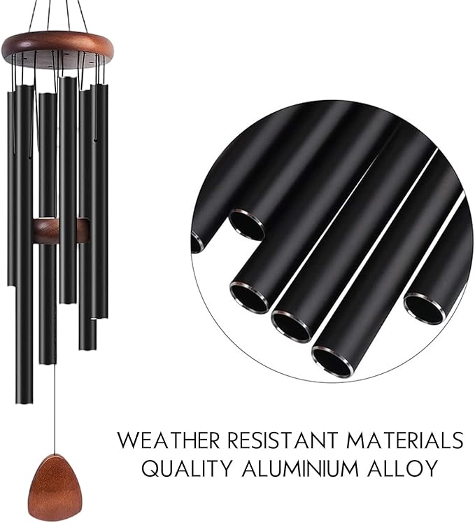 Large Aluminium Wind Chimes 37" Inches to Create a Zen Atmosphere Suitable for Outdoor, Garden, Patio Decoration, Classic Wind Chimes Suitable as A Gift for Unisex (Black)