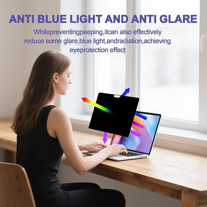 360° Privacy Screen Protector Compatible for MacBook Air 13 Inch (2018-2021, M1), Privacy Screen Filter for MacBook pro 13 inch (2016-2022,M1, M2), Anti-Spy/Anti Fingerprint/Anti Blue Light/Anti Glare