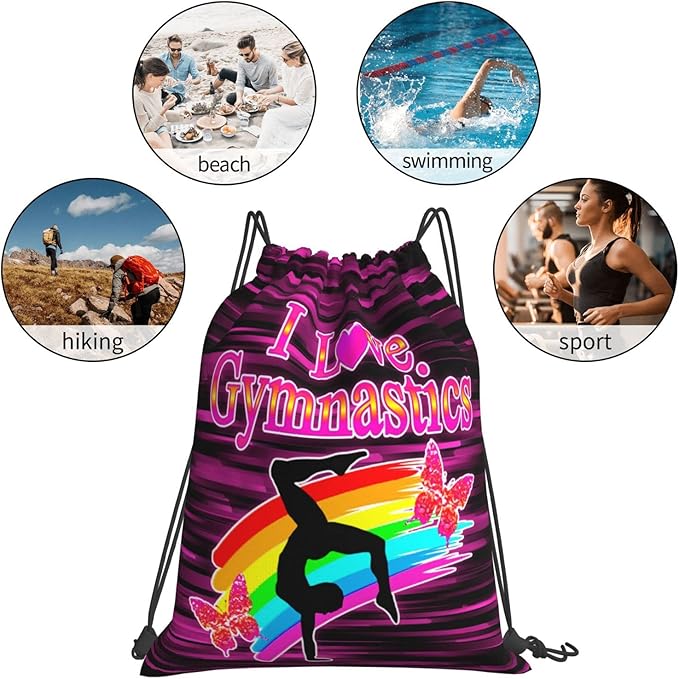Gymnastics Drawstring Backpack Gym String Bag Drawstring Sackpack Sport For Womens Mens