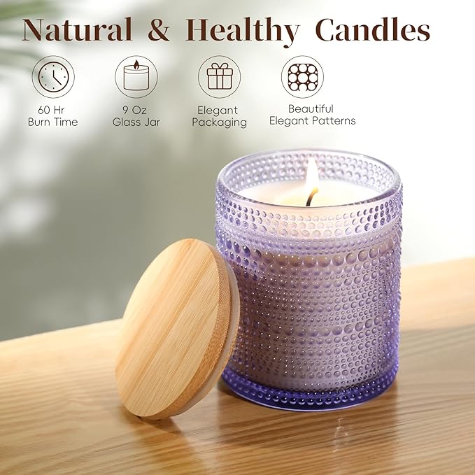 Lavender Scented Candles for Women, 60 Hours Aromatherapy Candle, Soy Candles for Home Scented, Birthday Gifts Mothers Day Candle for Home