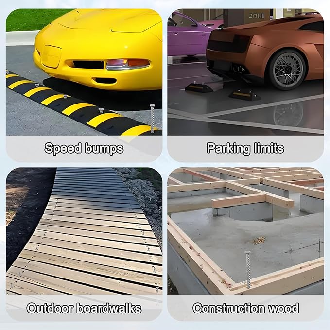 VVOKGO 12 Inch Rebar Stakes Metal Asphalt Anchoring Spikes Ground (16pcs), 1/2 Inch Diameter Galvanized Landscape Anchors Heavy Duty for Speed Bump, Handicap Threshold Ramps, Parking Limits Curb, Tarp