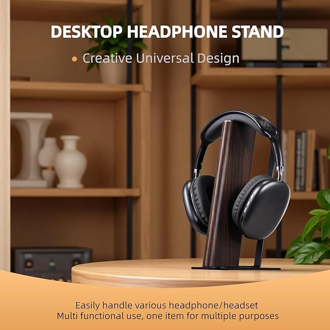 Gunking Luxury Headphone Stand for Desk,Desktop Headset Stand (Wooden Deisgn+high Carbon Steel)