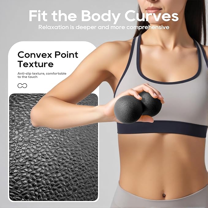 Hard Peanut Massage Ball - Dual Lacrosse Ball for Myofascial Release,Yoga & Deep Tissue Massage,Plantar Fasciitis and Acupoint Pressure Relief - Muscle Relaxer