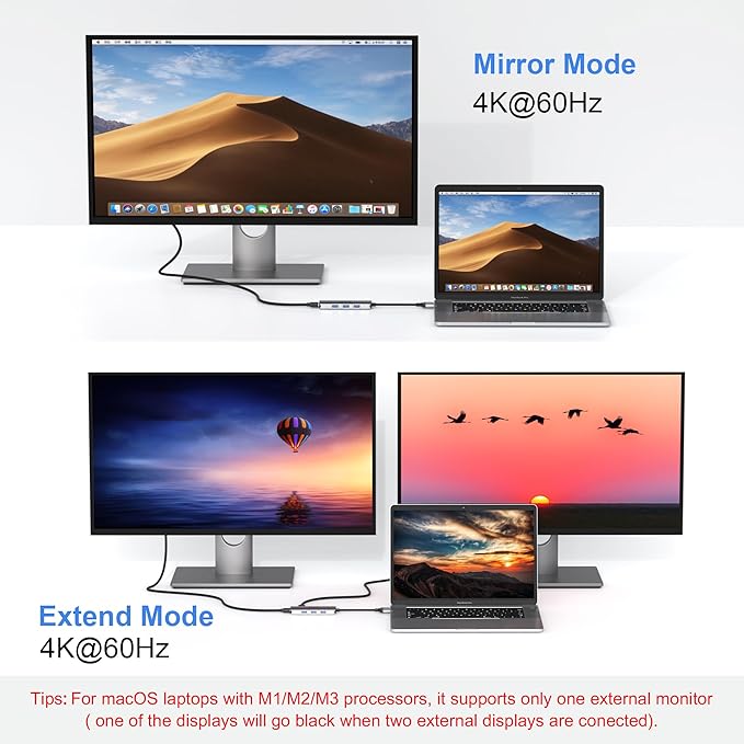 Docking Station for MacBook Pro Air, Mac Docking Station Dual Monitor, MacBook Pro/Air Dock with Dual HDMI(4K @60Hz), 3 USB3.0,SD TF Card Reader and 100W PD MacBook USB C Hub