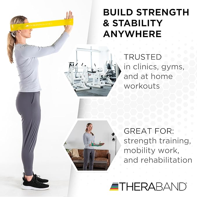 THERABAND Resistance Band Loop Set, Resistance Bands for Kids, Band Loop Kit for Workouts, Beginner to Advanced Levels for Exercise, Rehab, Physical Therapy, & Stretching