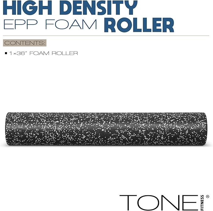 Tone Fitness High Density EPP Foam Exercise Foam Roller for Yoga, Pilates, Stretching, Massage, and Recovery | Multiple Sizes and Colors