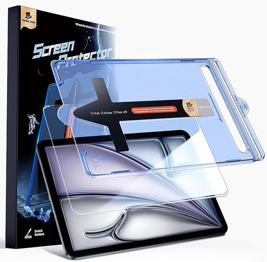 MAGIC JOHN for iPad Air 13 inch Screen Protector M2 [6th 2024] Tempered Glass, Auto Dust-Elimination, Bubble Free, HD Clear, Easy Installation,High Sensitivity