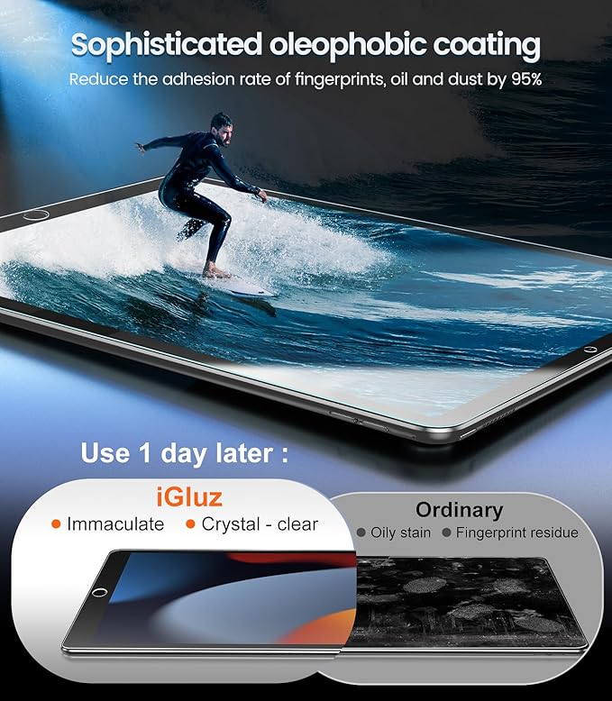 iGluz 2 Pack for iPad 10.2-inch(9th/8th/7th Gen.) 9H+ Tempered Glass Screen Protector with Easy-Install Box[12FT Military Grade Shatterproof] Apple Pencil Compatible,HD Clarity,Scratch Resistant