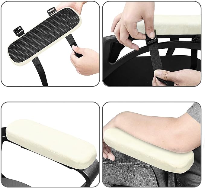 MOSISO Chair Armrest Pads (2 Pack), Memory Foam Home/Office Chair Arm Rest Covers Comfy Computer Gaming Elbow Cushion Removable Washable Elbow Support Forearm Pressure Relief, Beige