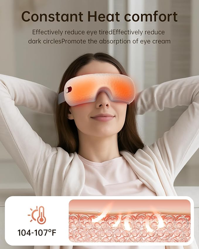 Eye Massager with Heat,Massaging Eye Mask Presents Birthday Gifts for Women mom Men him,Rrelaxing Eye Care Headache Massager Equipment for migraines Relax eyeris