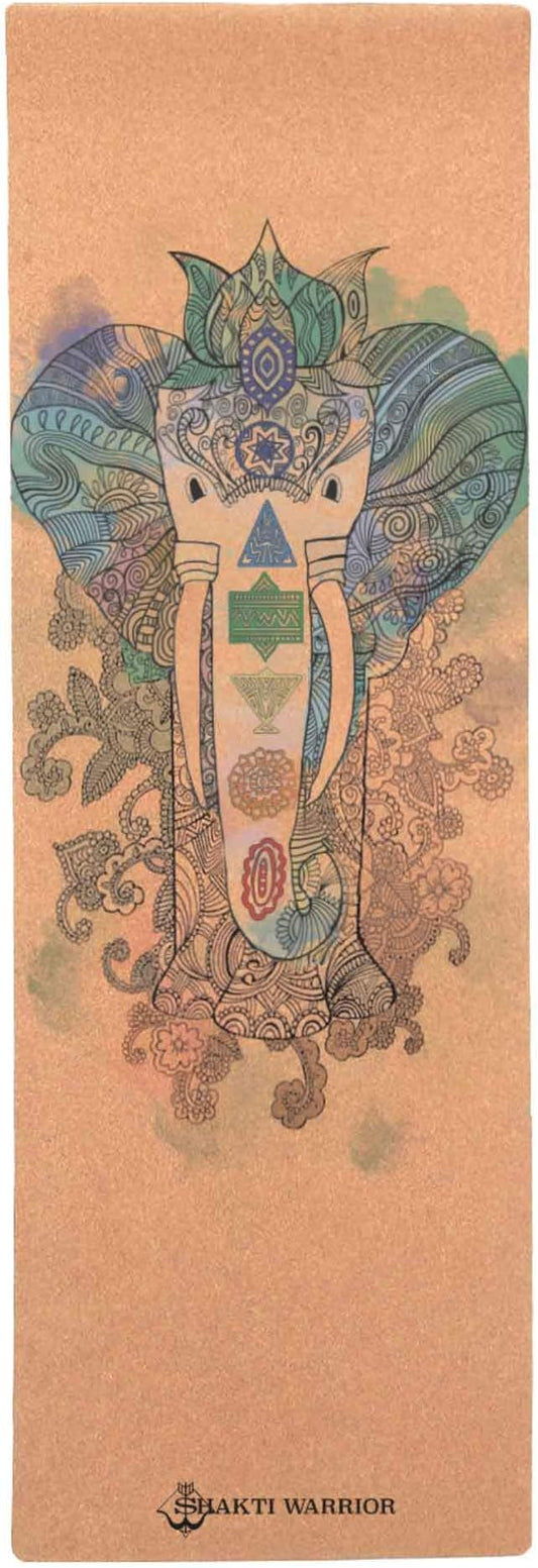 Shakti Warrior Cork Yoga Mat - Artist Designed, Premium Printed Eco-Friendly Non-Slip mat, Great for Regular & Hot Yoga, Pilates, Workouts 72 inch x 24 inch x 3mm Thick