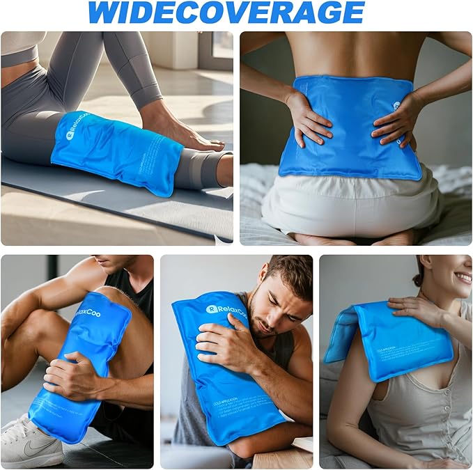 Large Flexible Ice Pack for Injuries Reusable Gel, 11x14.5 Inches, Cold Compress for Hip, Shoulder, Knee, Back Pain, Swelling, Bruises, Surgery