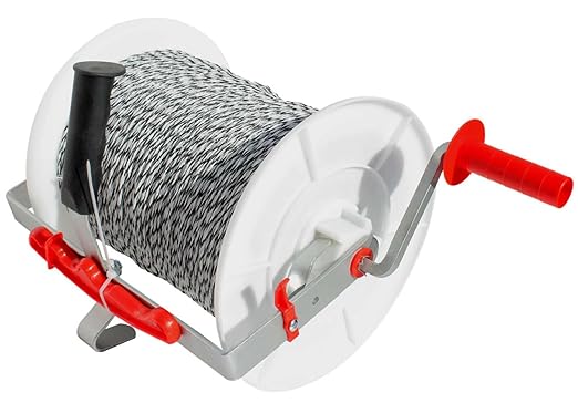 1 Pack 3:1 Geared Electric Fencing Maxi Reel with 3281ft Premium Polywire 6 Conductors Plus 1 Free 8 inch Insulgrip