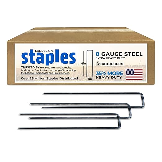 Sandbaggy USA Made 6-inch Landscape Staples - Garden Stakes - Landscaping Fabric, Netting, Sod, Artificial Turf (Extra Heavy Duty, 5000)