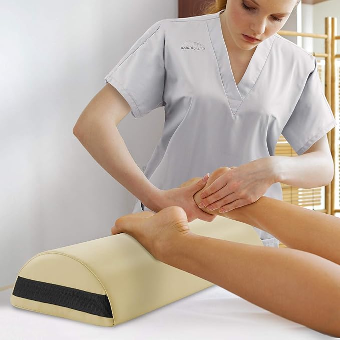 Saloniture Jumbo Half Round Massage Table Bolster Pillow Pad - 26 x 9 x 4.5 Inch - Cream