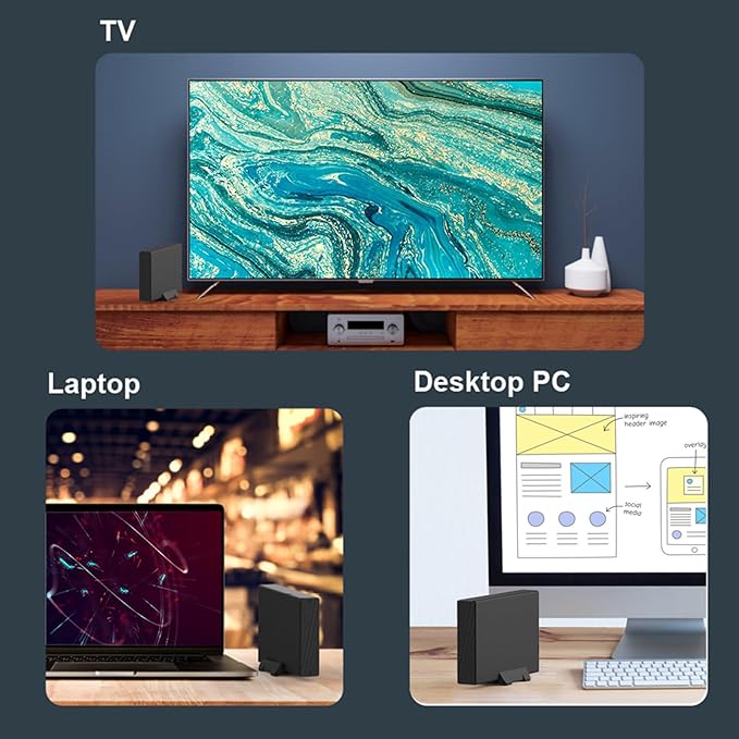 GODO USB 3.0 to 3.5 Inch Hard Drive Enclosure, Vertical External Hard Drive Docking with Stand for 3.5 inch SATA HDD SSD, Aluminum Alloy Drive Case Support Up to 18TB with UASP,Power Adapter