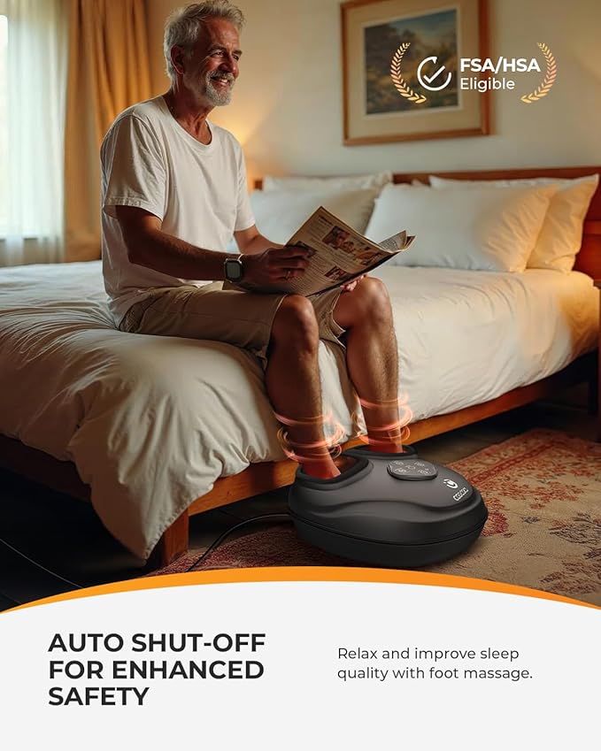 Upgraded Foot Massager with Heat, FSA Eligible Shiatsu Feet Massager for Plantar Fasciitis, Foot Warmer with Kneading, Rolling, Compression, Gifts for Women Men Mom Dad