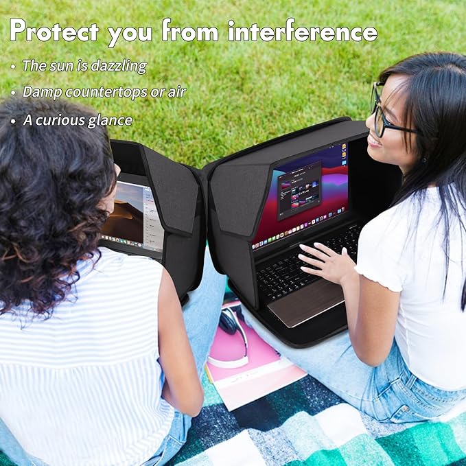 Laptop Sun Shade,Laptop Sun Glare Shield Privacy Screen Hood Laptop Sunshade Bag for Working Outside Outdoor Foldable Laptop Shield Cover Outside (Patent Pending)