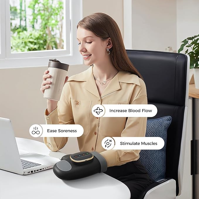 WUX Hand Massager with Heat Compression Relief, 3 Massage 4 Temperatures 5 Compression Models Therapy Glove, Hand Massager for Arthritis and Carpal Tunnel, Great Gift for Men and Women