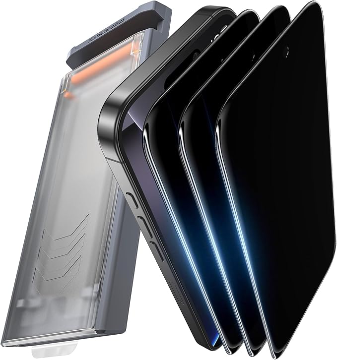 3 Pack for iPhone 16 Pro Max Tempered Glass Privacy Screen Protector, Dust Free CABIN, Auto Positioning, Bubble Free, Privacy Protection, Easy Installation,9H+ Hardness