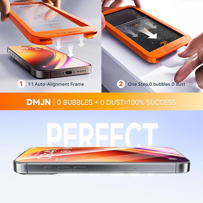 Unbreak 9H+ Glass for iPhone 17 Pro Max Screen Protector (13FT Military Grade Shatterproof, Easy Installation) Screen Protector 17 Pro Max Tempered Glass, Full Edge Coverage, 2 Pack