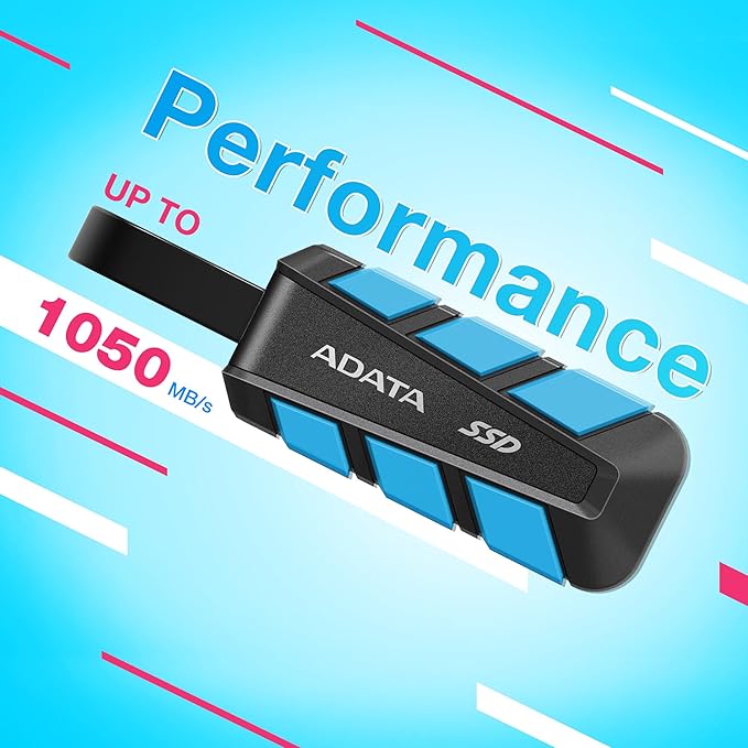 ADATA SC740 External Solid State Drive 500GB, USB 3.2 Gen2 USB-C External Portable SSD - up to 1050 MB/s