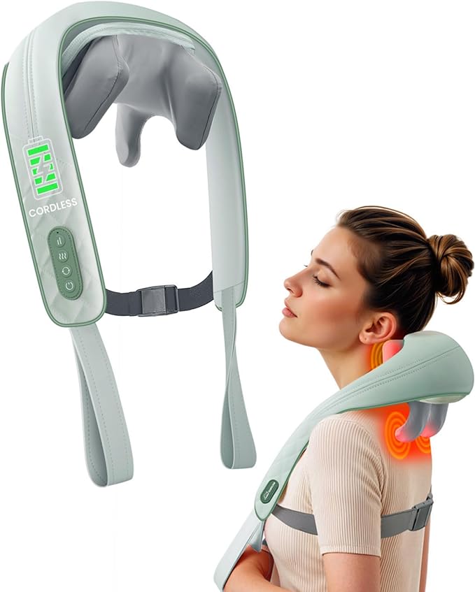 Snailax Cordless Neck Massager with Heat, Shiatsu Neck Shoulder Massager for Pain Relief Deep Tissue, 4D Kneading Shiatsu Back Massage Pillow, Gifts for Women, Men