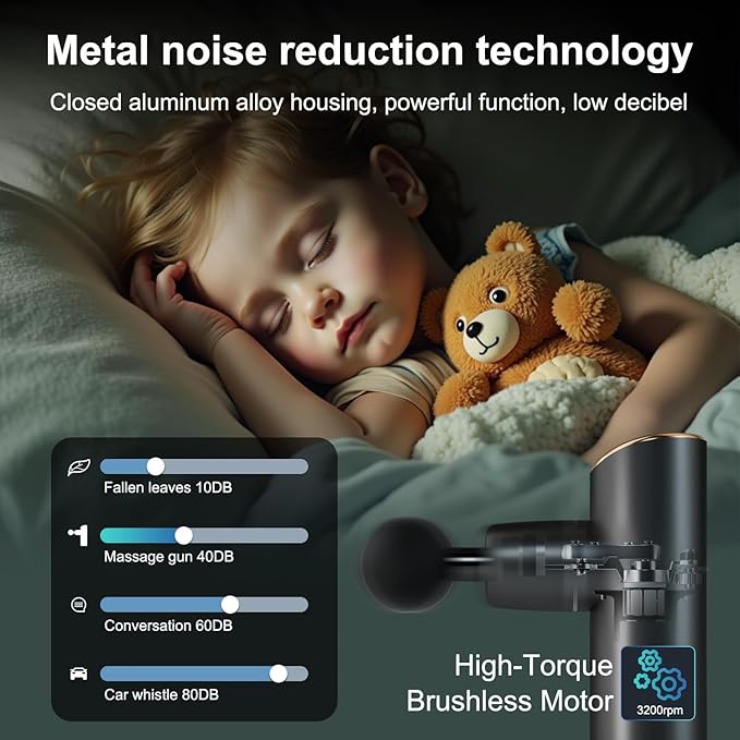 Massage Gun,Portable Handheld Deep Tissue Muscle Massager,Full-Metal Travel Massage Gun with 4 Speeds & 8 Massage Heads,for Office,Father, Mother(Black)