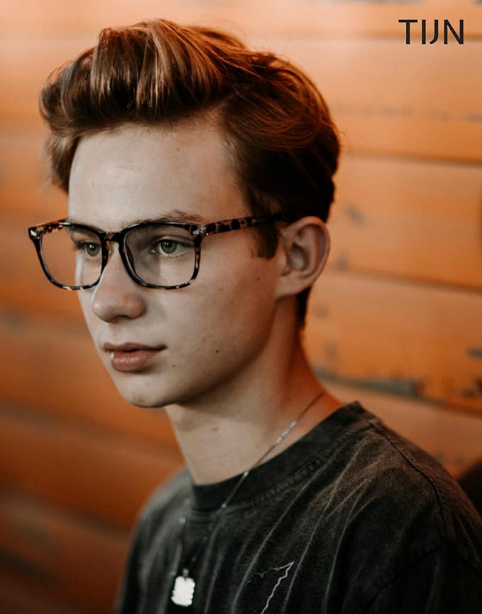 TIJN Blue Light Blocking Glasses for Women Men Clear Frame Square Nerd Eyeglasses Anti Blue Ray Computer Screen Glasses