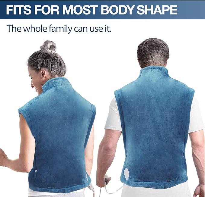 DAILYLIFE Heating Pad for Neck and Shoulders and Back, Electric Heating Pad for Back Pain Relife, 6 Heating Settings, UL Certified with Overheating Protection and Machine Washable, 26"x35", Light Blue