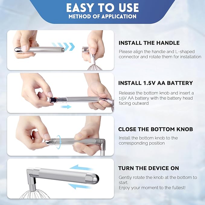 Head Massager Scalp – Electric Scalp Massagers with L-Handle, Waterproof Head Scratchers & Hair Massage Tool with 20 Metal Fingers for Stress Relief, Stocking Stuffers Gift for Women & Men