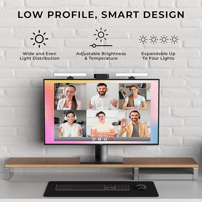 HumanCentric Video Conference Lighting, Add-On Only Light for Streaming and Video Conferencing, Add-On Only Kit Requires Existing Single or Double Kit, for Double, Triple, or Quadruple Light Setup,