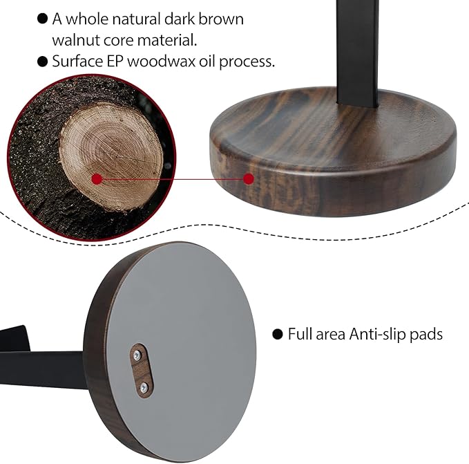 GEVO Headphone Stand for Desk - Wooden Headset Stand for Desk - Wooden Headphone Holder with Airpods Max and More